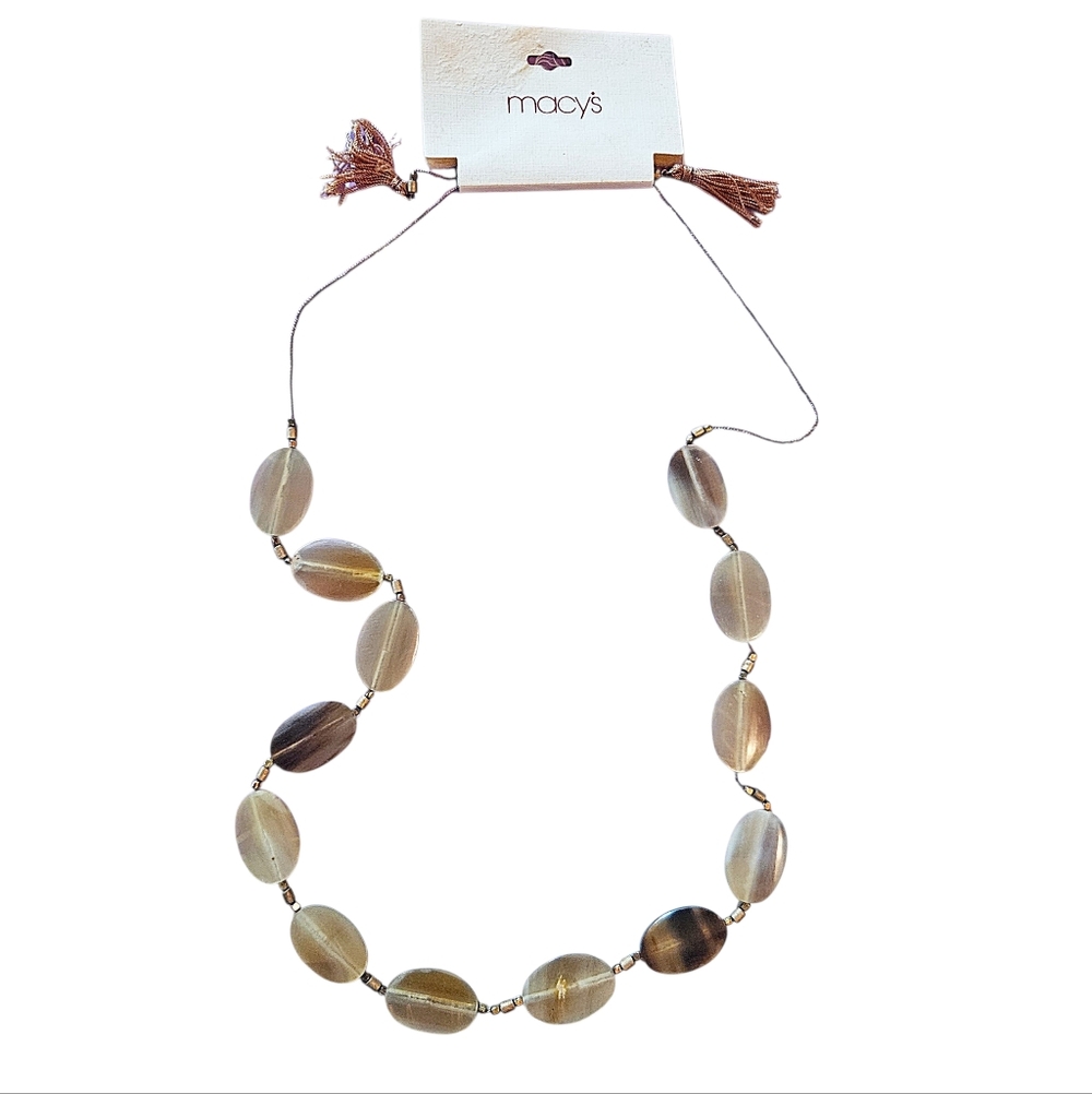 Macy's Long Beachy Boho Layering Necklace In Natural Earthtones NWT